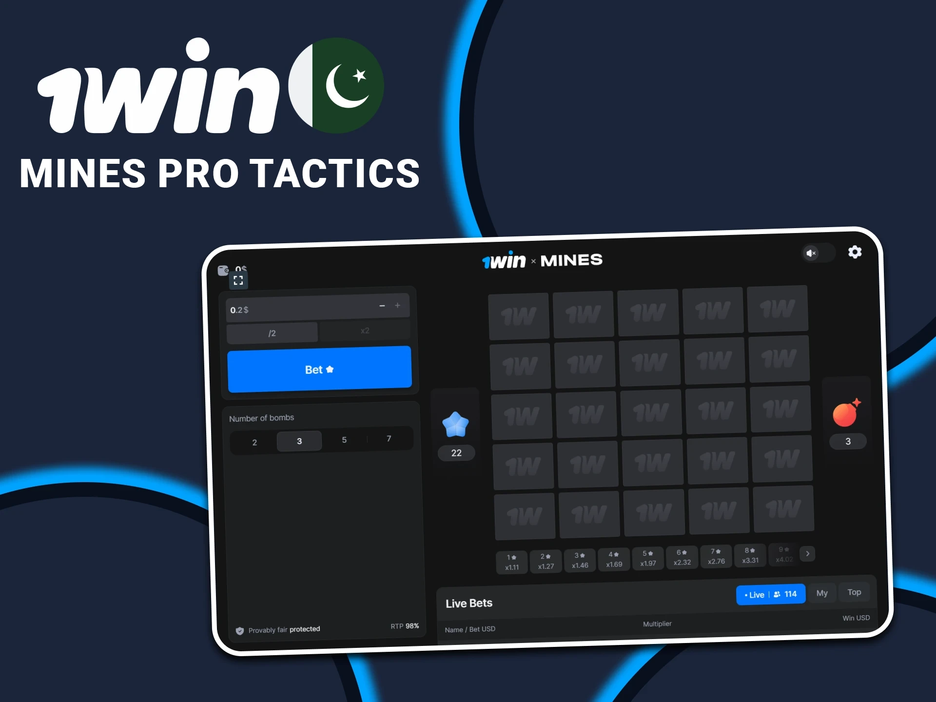 Learn tactics for winning in Mines from 1win.